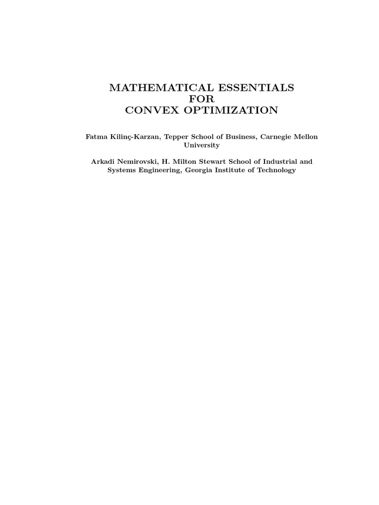 Convex Optimization Essentials Guide | PDF | Linear Subspace ...