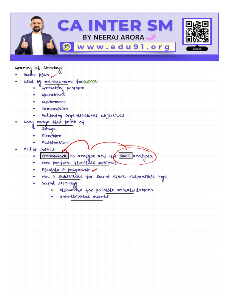 01 C1 SM Chapter Complete Class Notes | PDF | Strategic Management ...