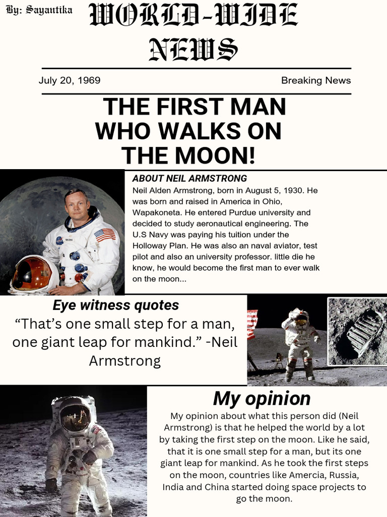 Neil Armstrong: First Moonwalker | PDF