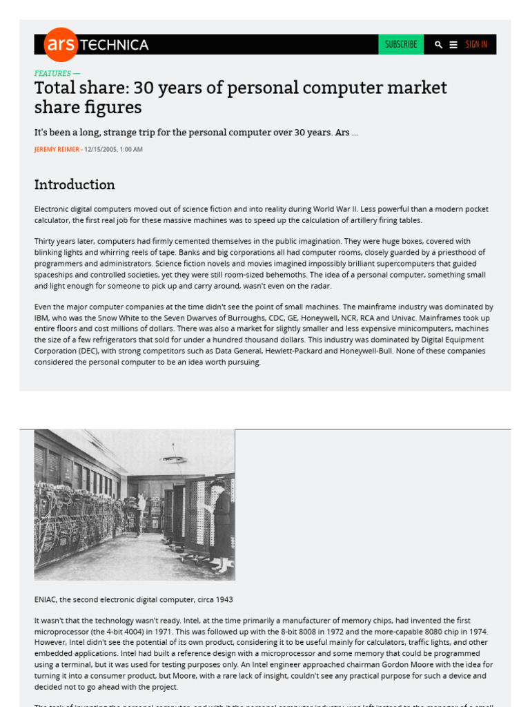 30 Years of Personal Computer Market Share | PDF | Personal Computers ...