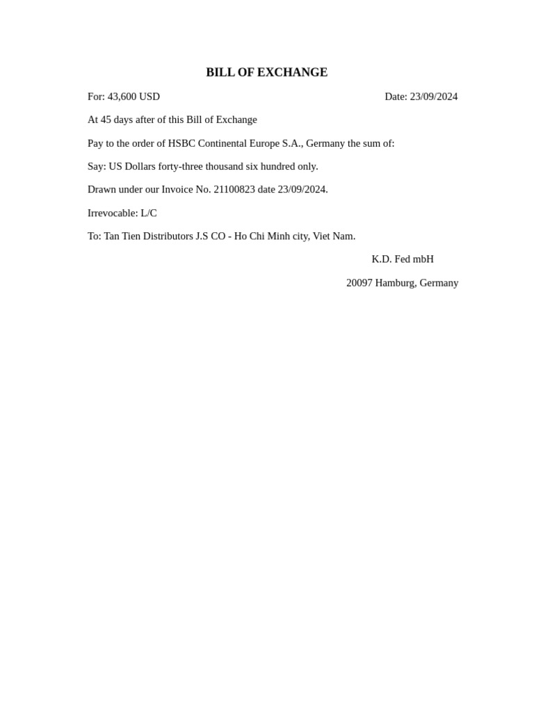 Bill of Exchange | PDF