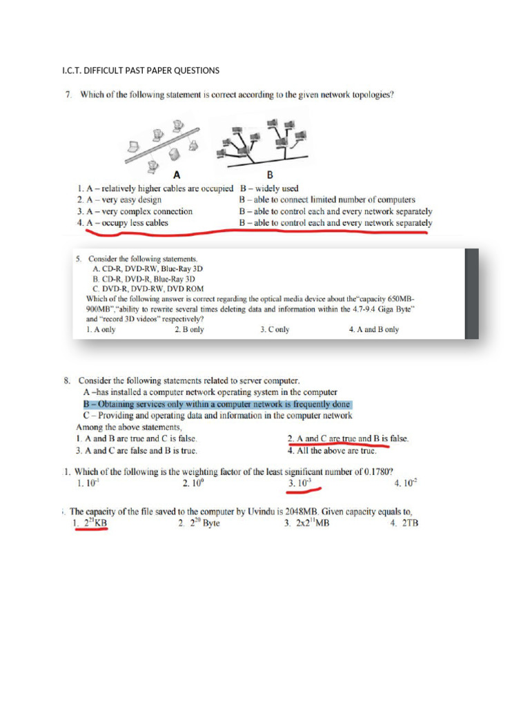 Ict Difficult Questions | PDF