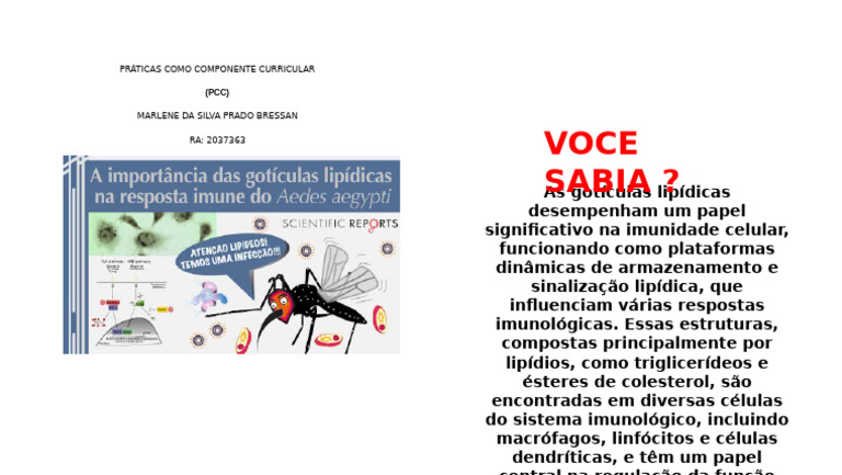 Papel das Gotículas Lipídicas na Imunidade | PDF