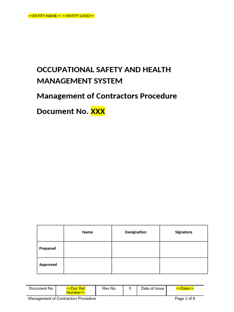 Contractor Safety Management Procedure | PDF | Regulatory Compliance | Risk