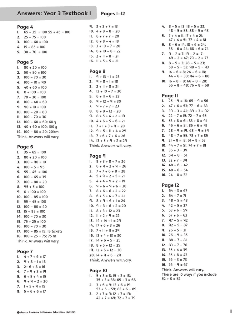 Year 3 Math Answers Overview | PDF | Sphere | Polytopes