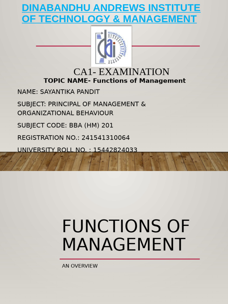 Functions of Management-1 (1) SA | PDF