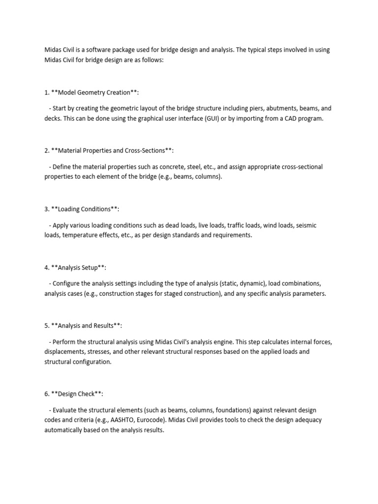 Midas Civil Is A Software Package Used For Bridge Design and Analysis ...