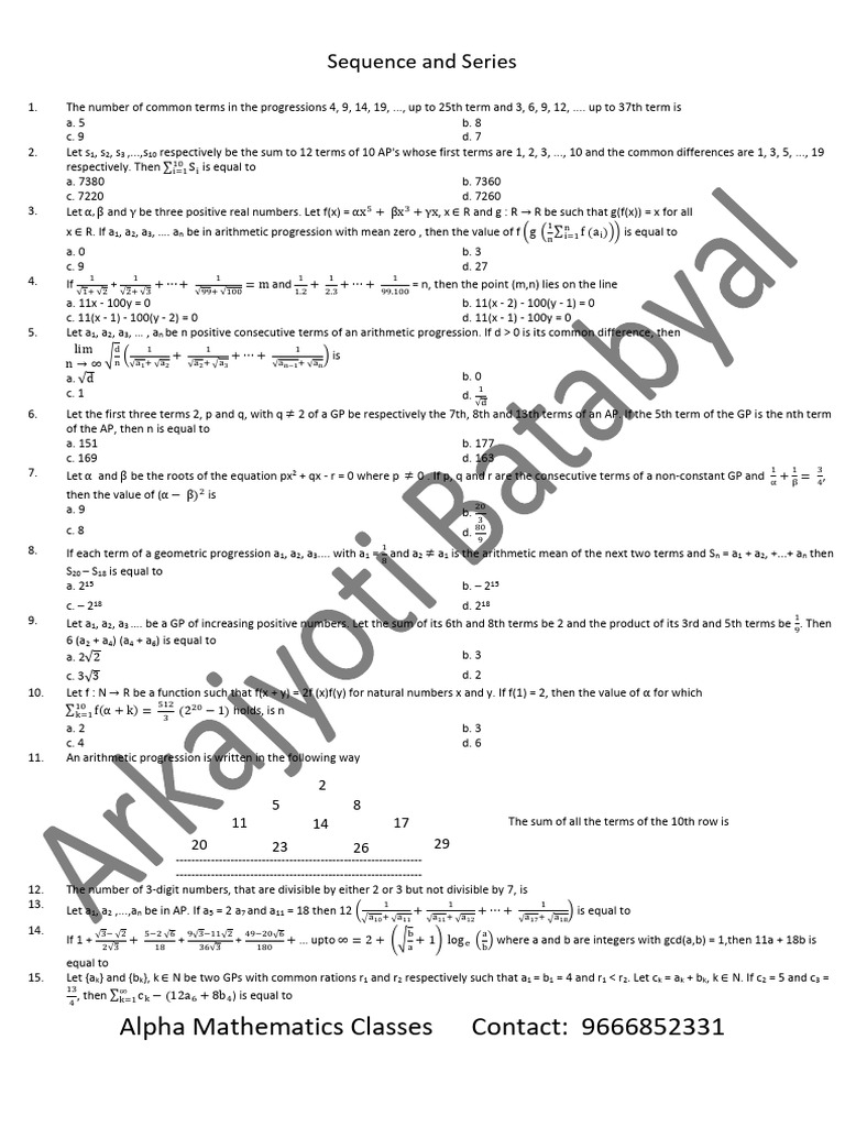 Sequence and Series Problems Explained | PDF | Elementary Mathematics ...
