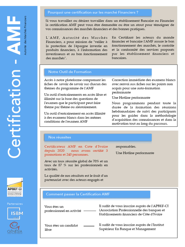 Certification AMF : Guide pour Candidats Libres | PDF | Banques ...