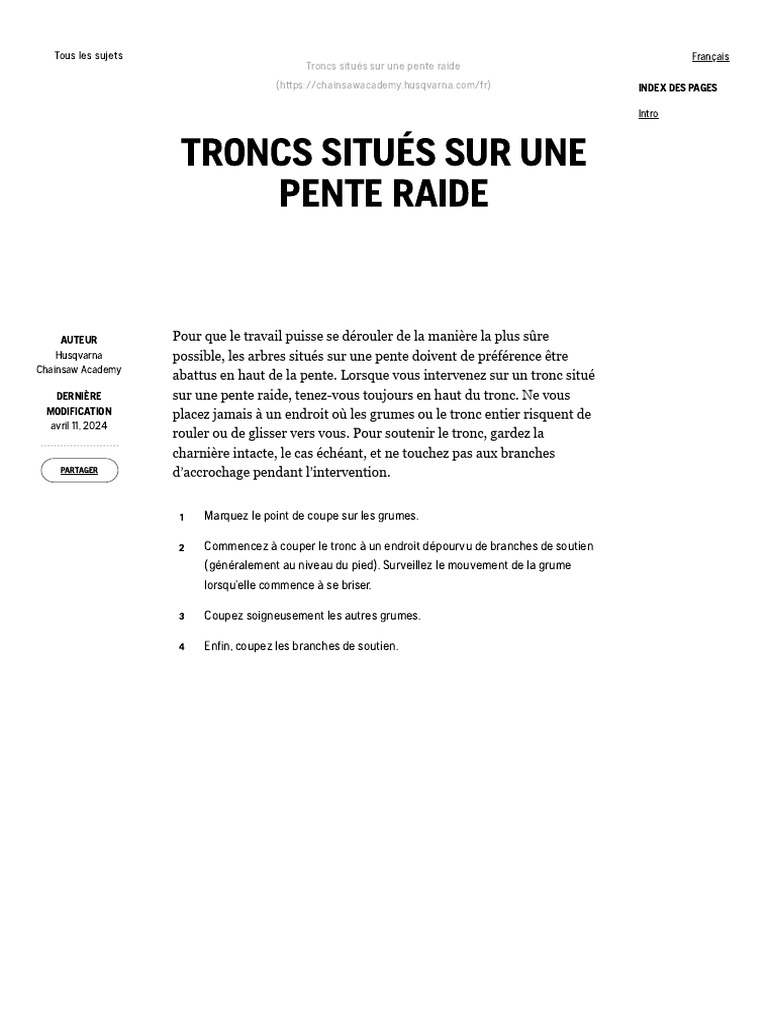 Abattage d'arbres en pente raide | PDF