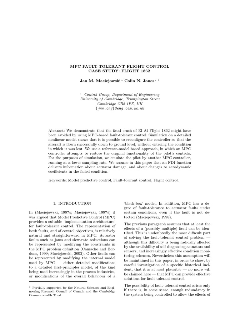 Fault-Tolerant Control in Flight 1862 | PDF | Fault Tolerance | Simulation