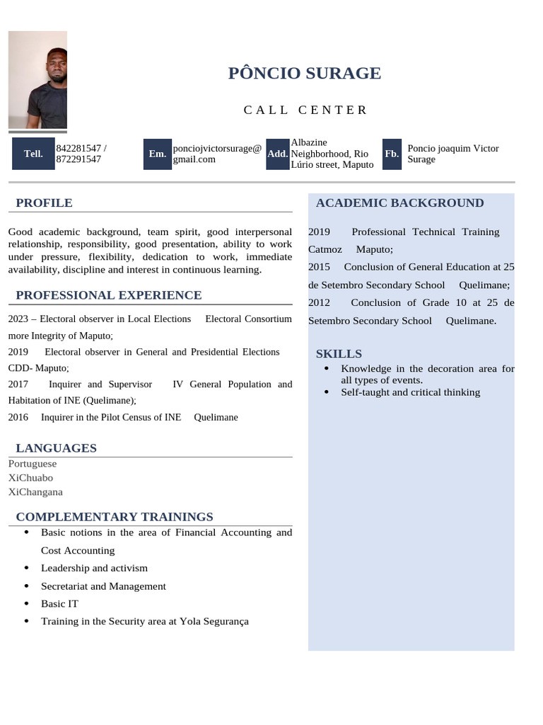 Poncio Surage: Professional Profile | PDF