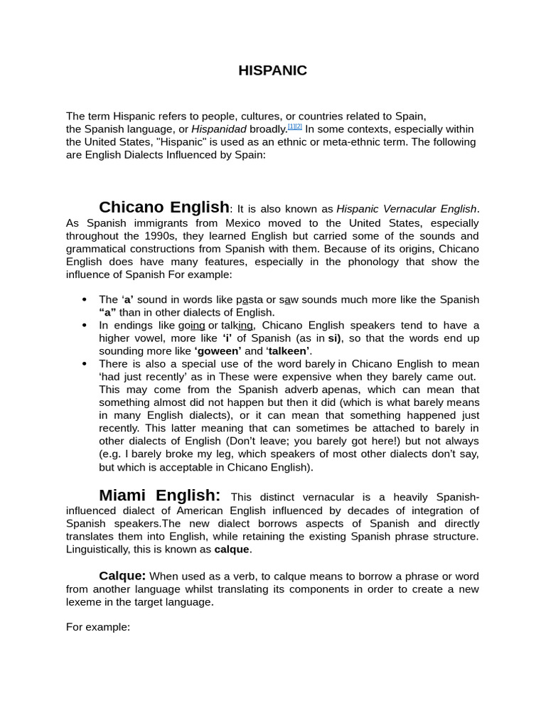 Hispanic Draft 1 | PDF | English Language | Spanish Language