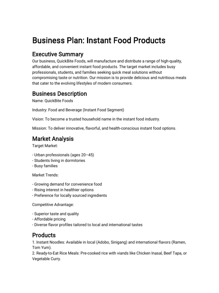QuickBite Foods: Instant Meal Solutions | PDF | Foods | Cuisine