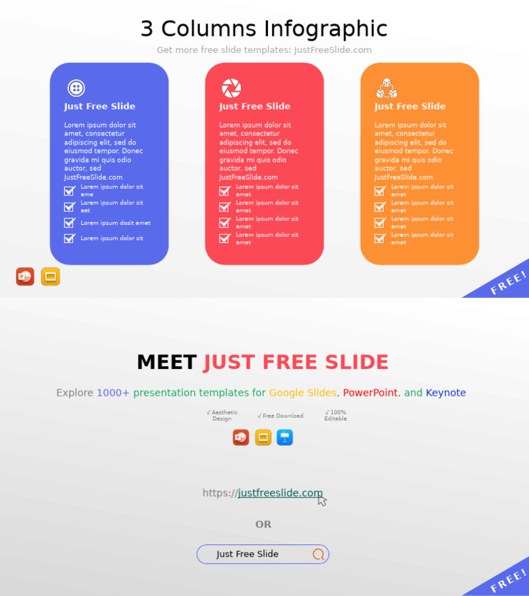 3 Columns Infographic Template by Justfreeslide | PDF