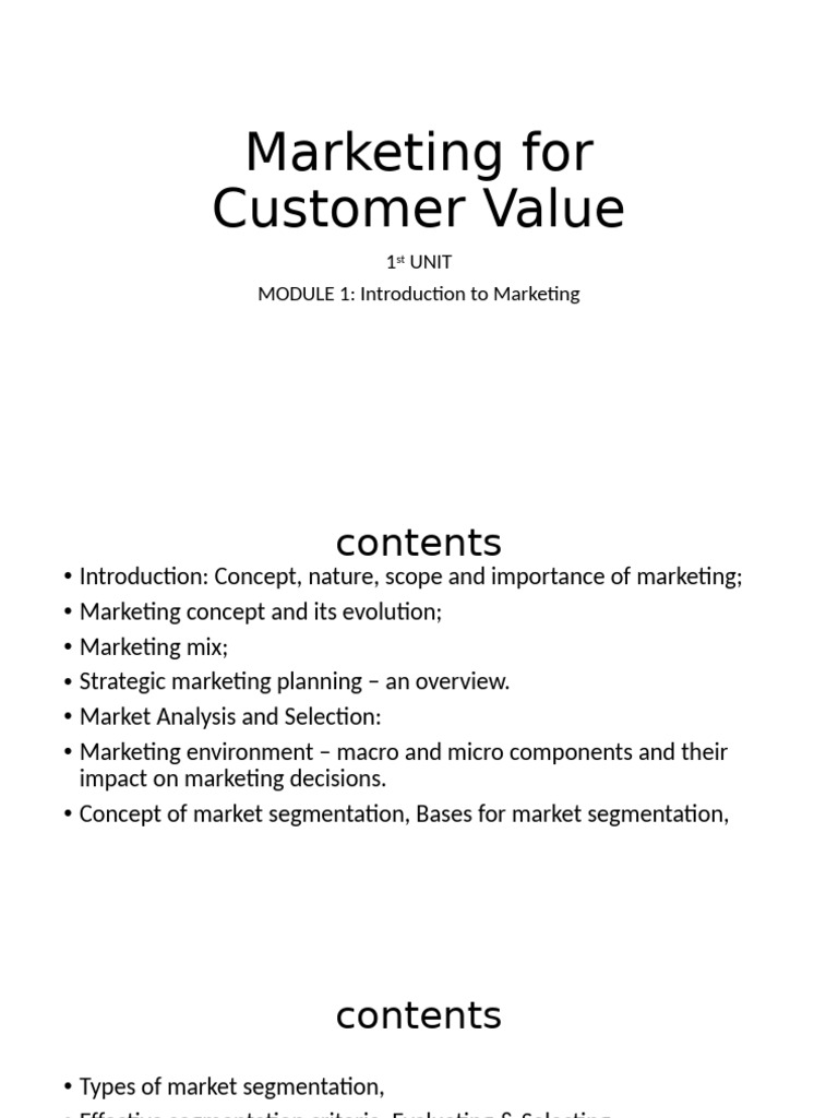 1st unit | PDF | Marketing | Market Segmentation
