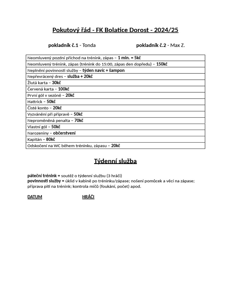 Pokutový Řád FKB | PDF