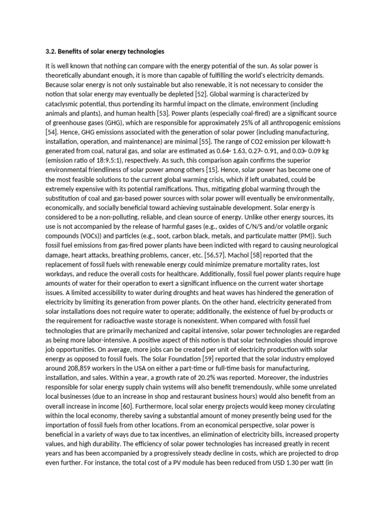 3.2. Benefits of Solar Energy Technologies | PDF | Solar Power ...