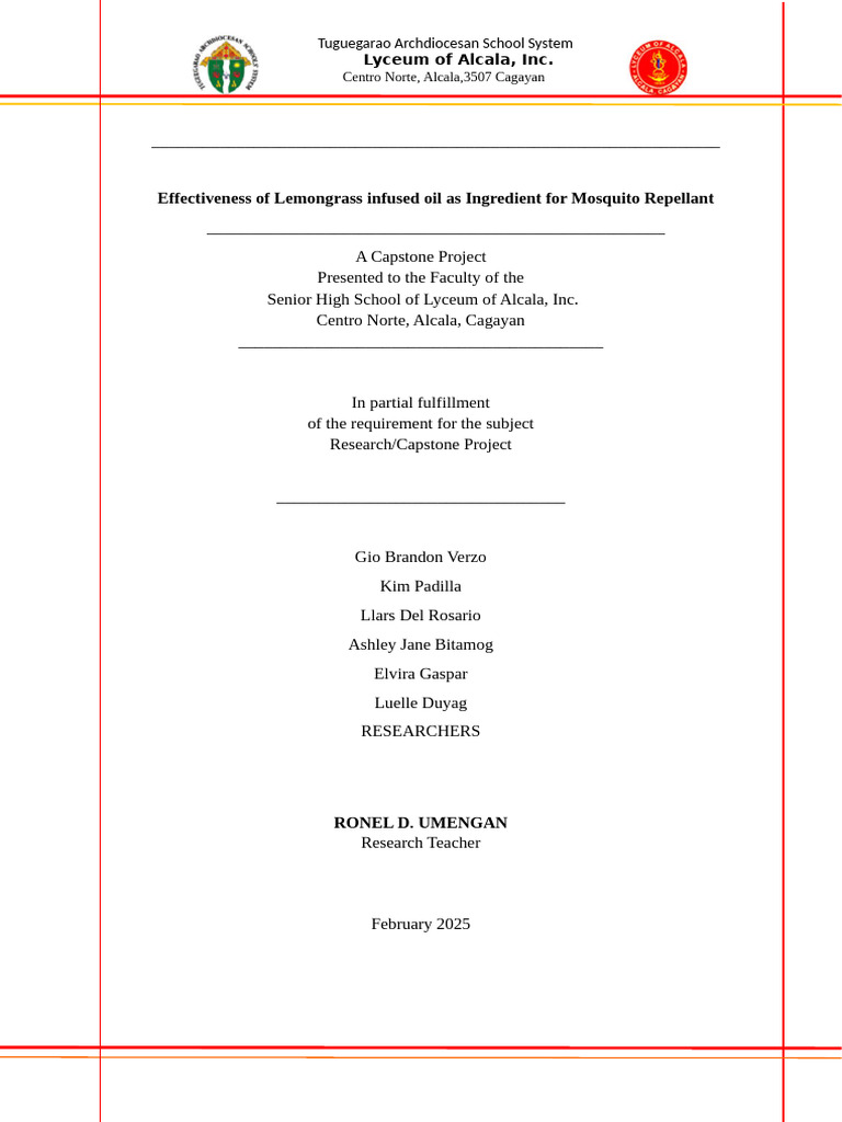 Capstone Template 1 Pdf Essential Oil