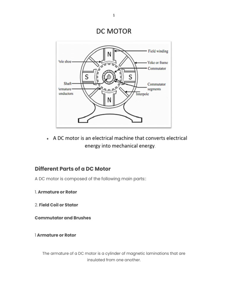 DC Motor: Construction and Working Principles | PDF