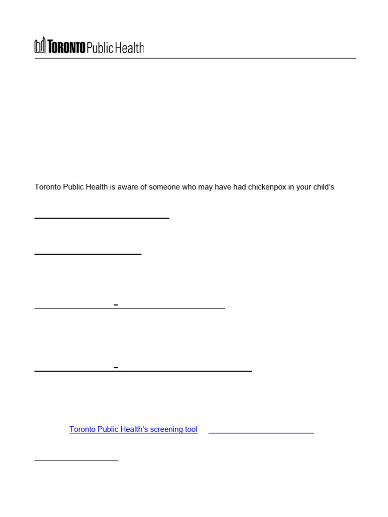 Chickenpox Exposure Notice for Parents | PDF | Pediatrics | Clinical ...