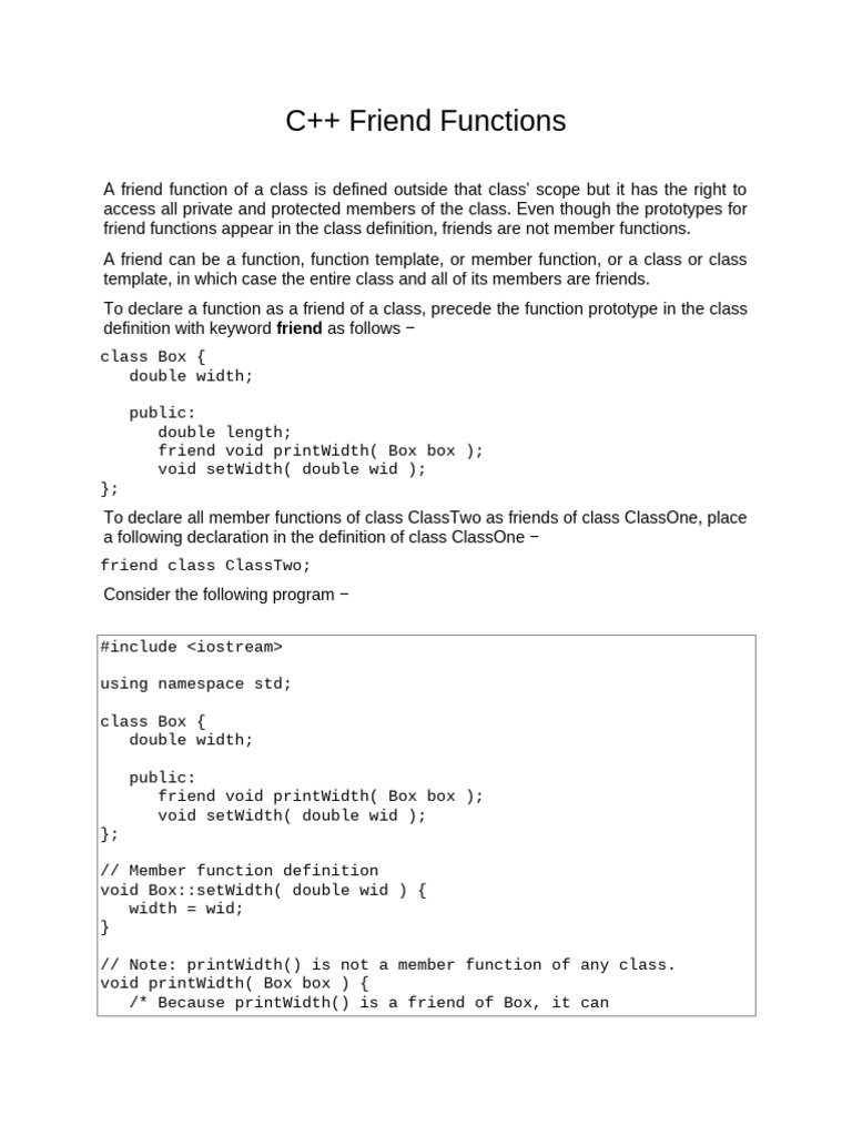 Understanding C++ Friend Functions | PDF