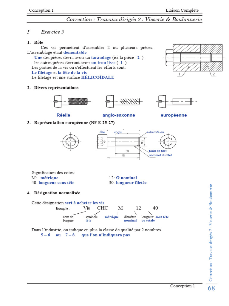 Correction TD2 : Visserie & Boulonnerie | PDF | Vis de fixation | Bois