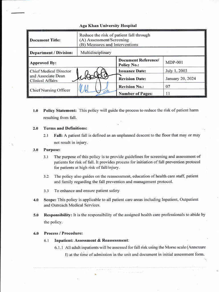 01 Reduce The Risk of Patient Fall | PDF | Patient | Joint Commission