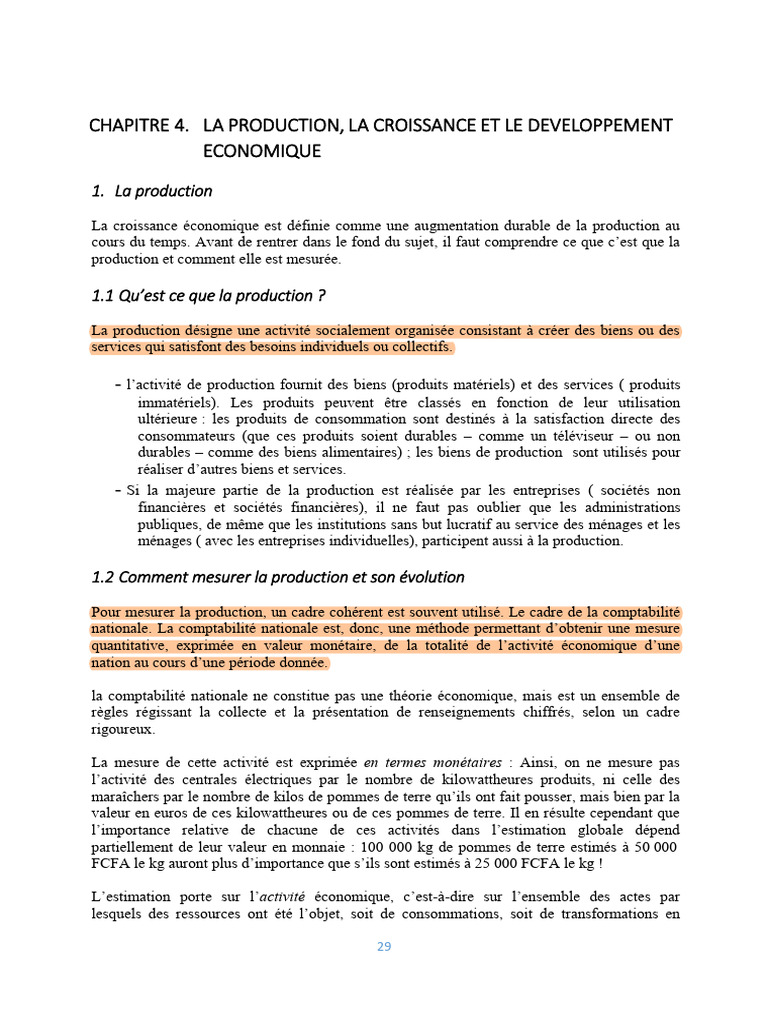 Production et mesure de la croissance économique | PDF | Croissance ...