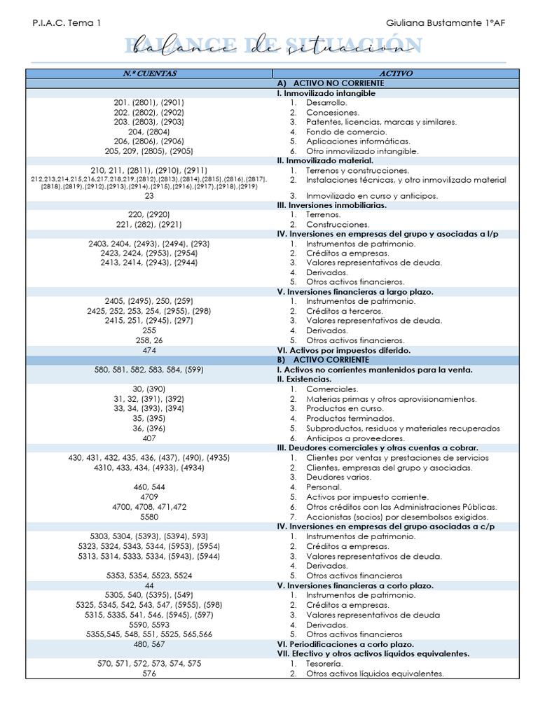 Balance de Situación: Activos y Pasivos | PDF | Valor neto | Hoja de ...