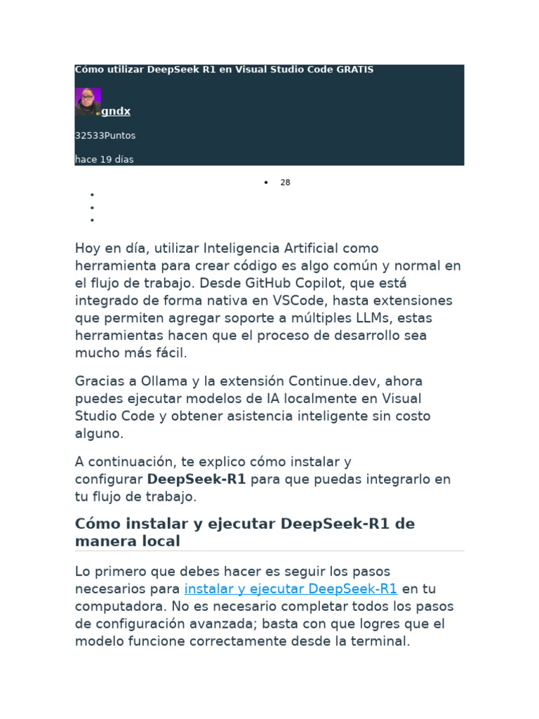 Cómo Utilizar DeepSeek R1 en Visual Studio Code GRATIS | PDF ...