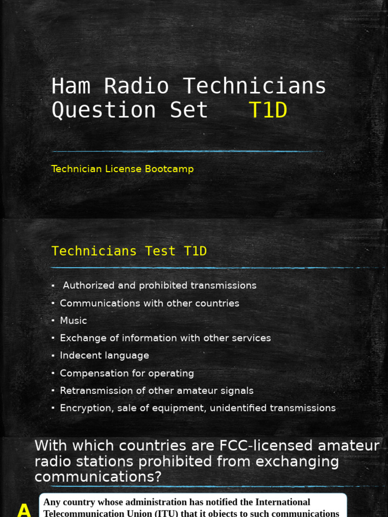 Ham Radio Technicians T1D Questions | PDF | Amateur Radio | Radio