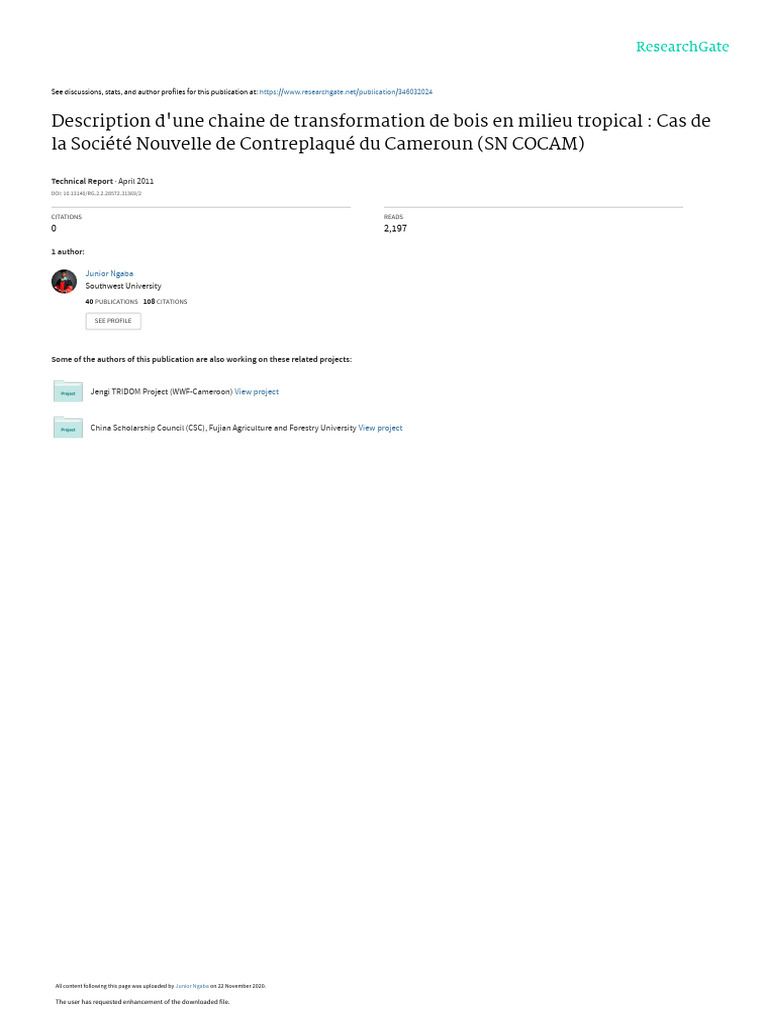 Dimensions du contreplaqué au Cameroun | PDF | Bois | Contreplaqué