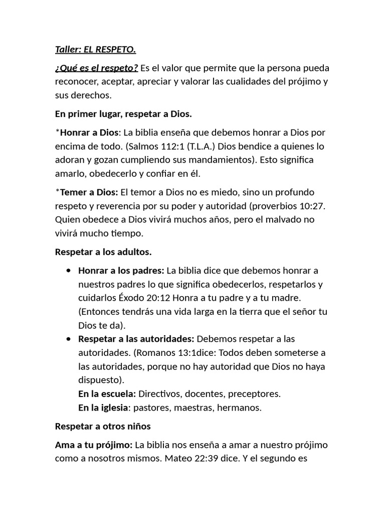 Importancia del Respeto en la Vida | PDF | Contenido bíblico | Creencia ...