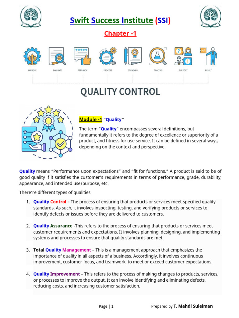 1-Quality Control (Oct. 2024) | PDF | Quality (Business) | Reliability ...