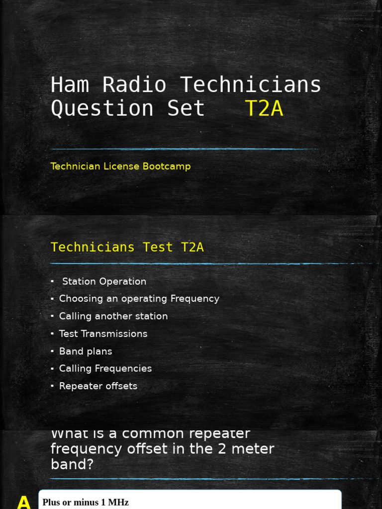 Ham Radio Technicians T2A Questions | PDF | Radio Broadcasting | Duplex ...