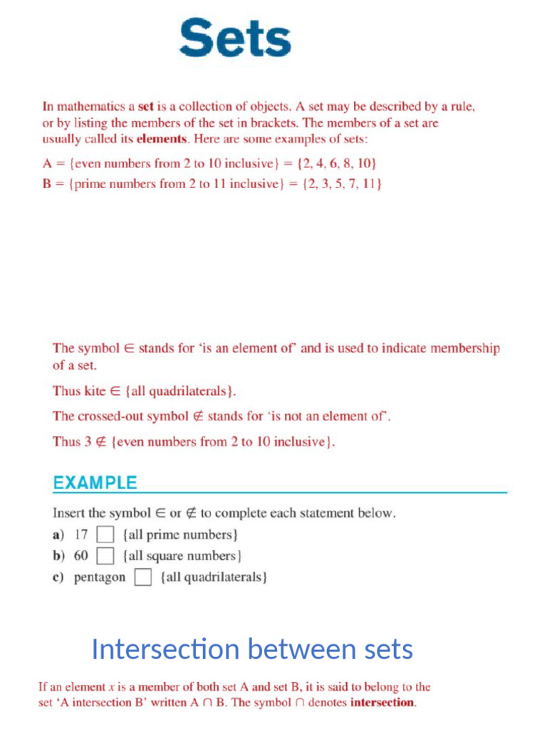 Set Theory: Intersection & Union Explained | PDF