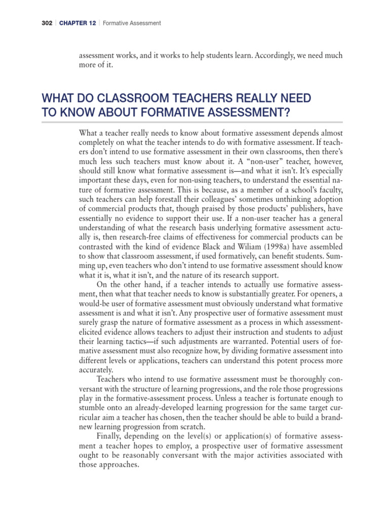 Understanding Formative Assessment in Teaching | PDF | Teachers | Learning