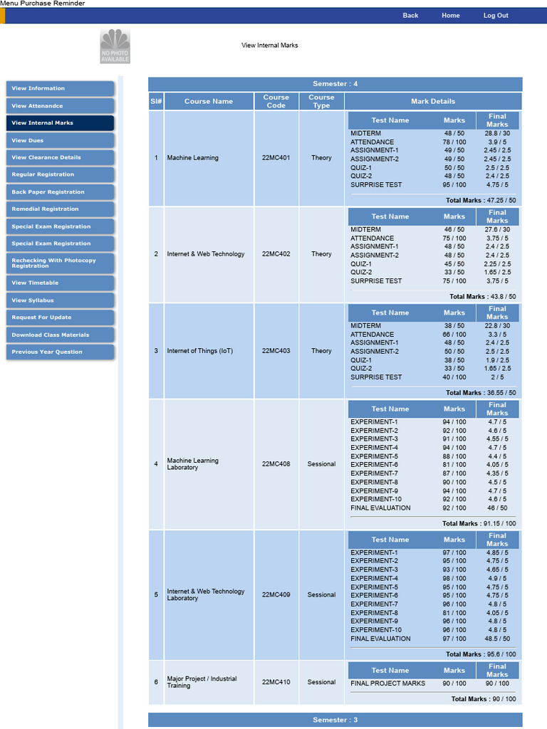 View Internal Marks | PDF
