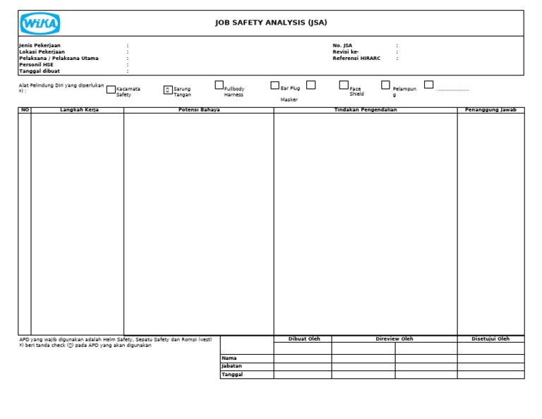 Format Dokumen JSA dan Contohnya | PDF