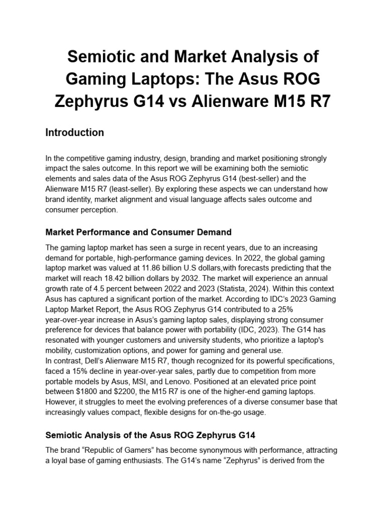 Semiotic and Market Analysis of Gaming Laptops - The Asus ROG Zephyrus ...