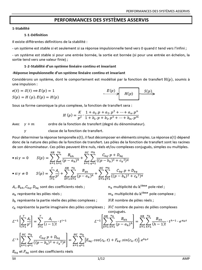 Stabilité des systèmes asservis en contrôle PDF Régulation — free download