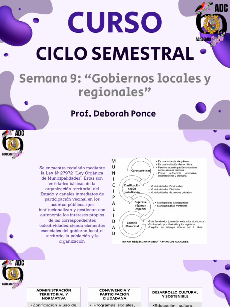 Semana 9 Gobiernos Locales y Regionales | PDF | Gobierno local | Alcalde