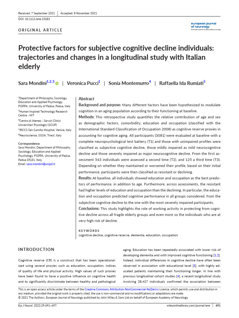 Cognitive Reserve and Aging: Study Insights | PDF | Dementia ...