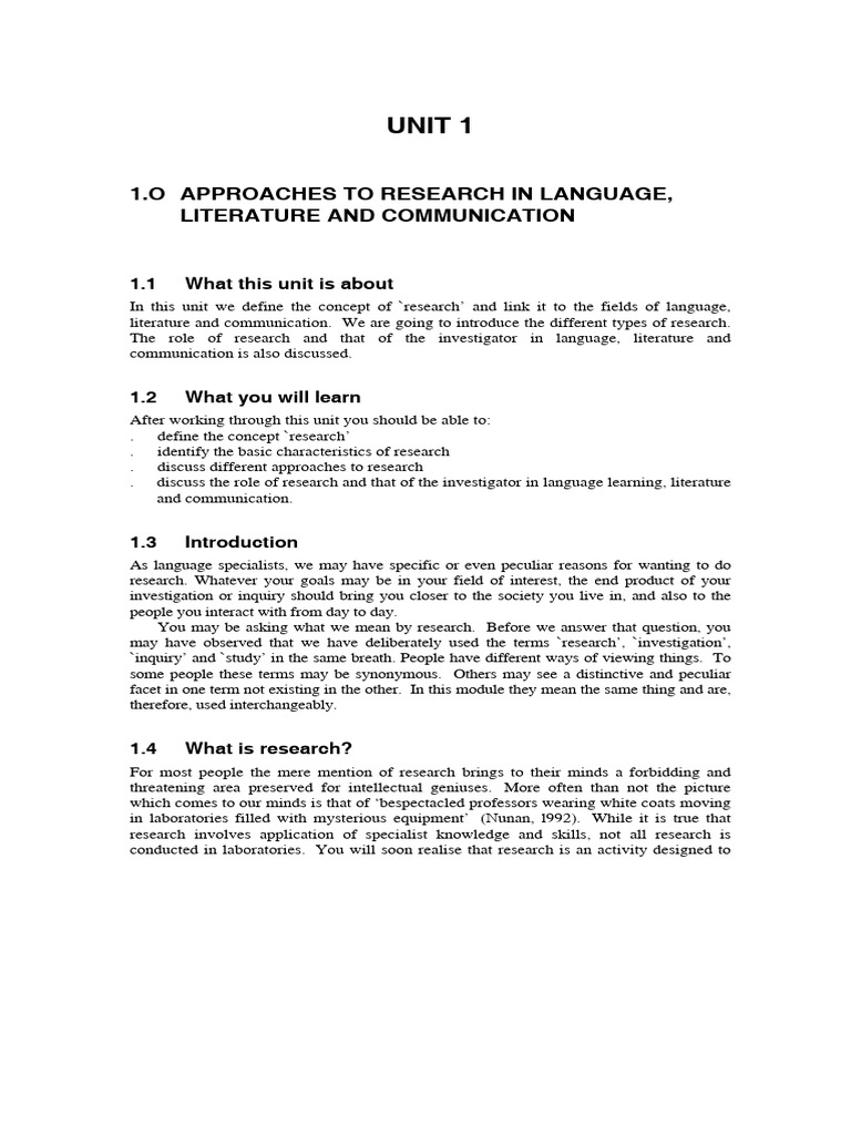 Research in Language and Literature | PDF | Hypothesis | Experiment