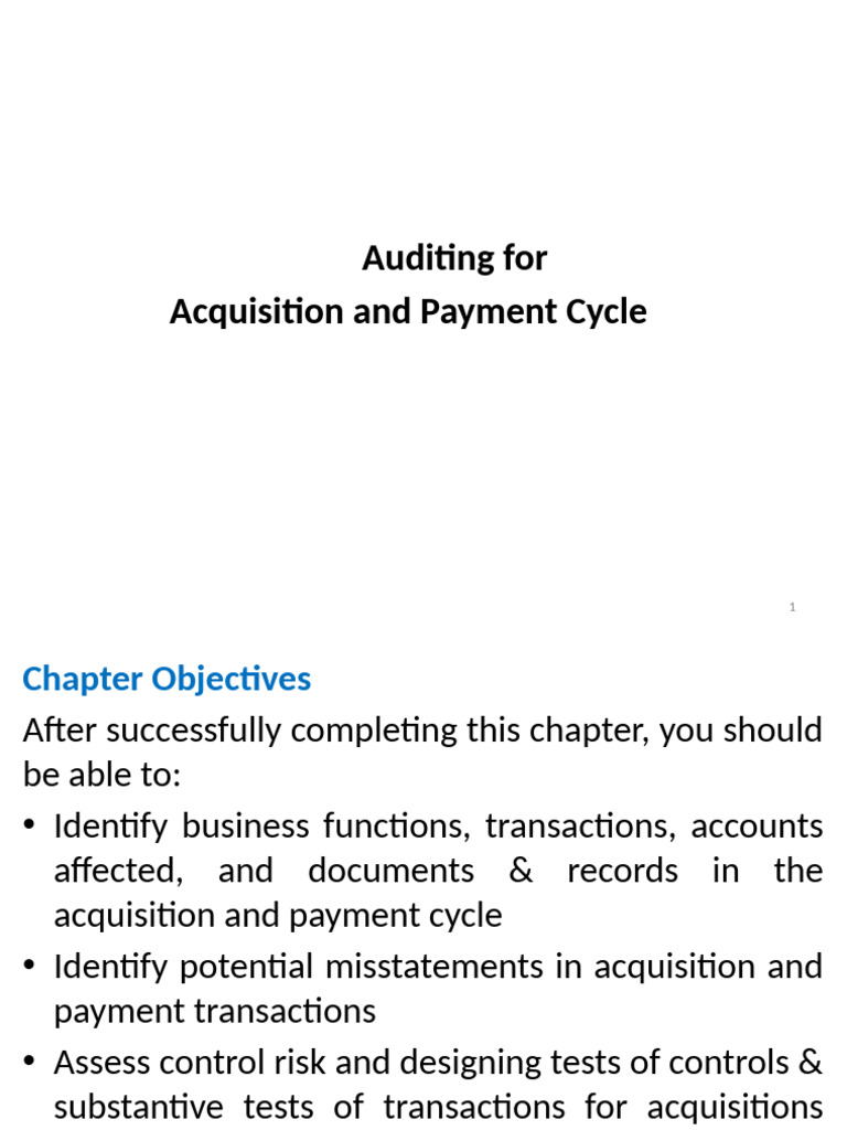 CH 4 Audit - of - The - Acquisition - and - Payment - Cycle - Refer ...