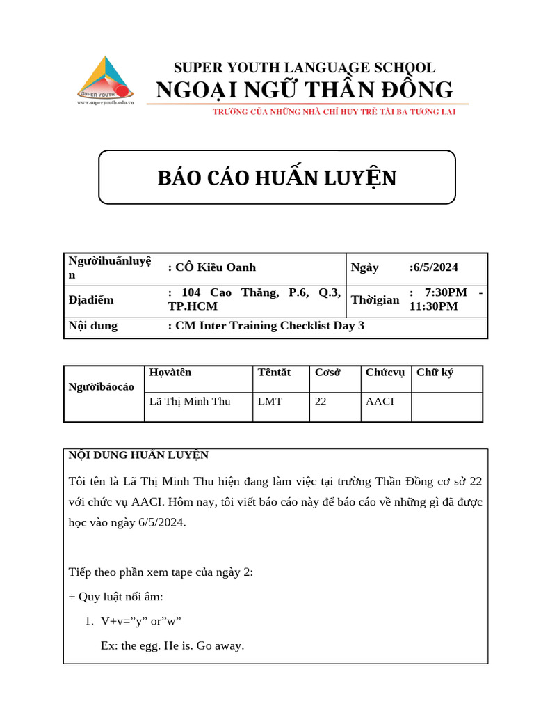 LMT-22 - 240506 - Day 03 - CMInterTraining Report | PDF