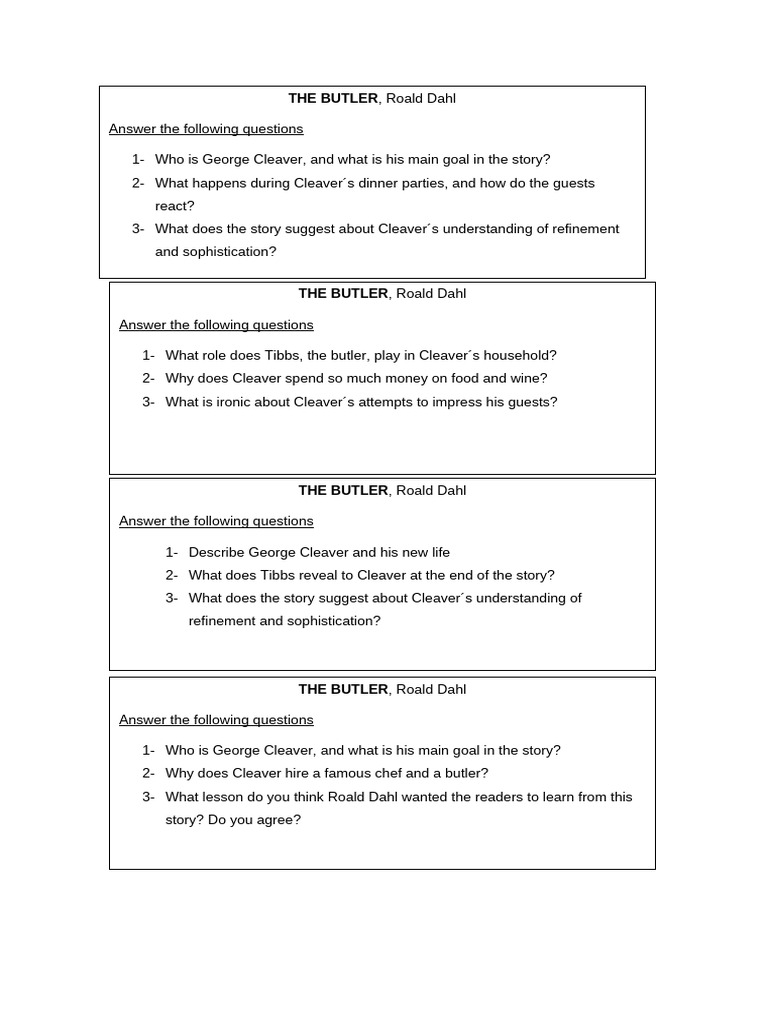 Analysis of Roald Dahl's The Butler | PDF
