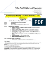 Community Meeting Thursday March 1, 2012: Agenda