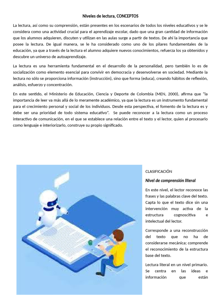 Niveles de Lectura | PDF | Inferencia | Cognición